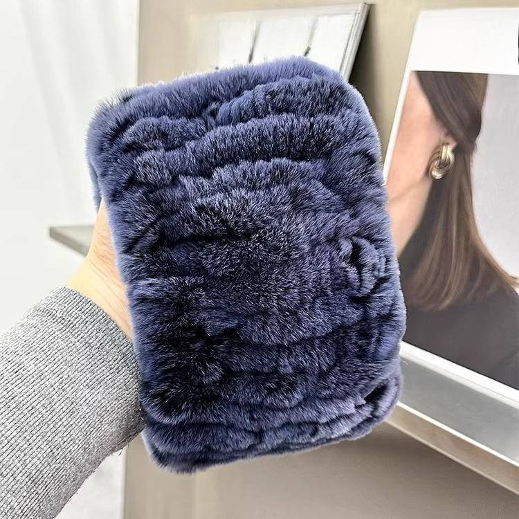 Korean Version of Cute Real Rex Rabbit Hair Neck Cover Winter Elastic Mesh Scarf Headband Versatile Plush Headgear Warm Scarf Women