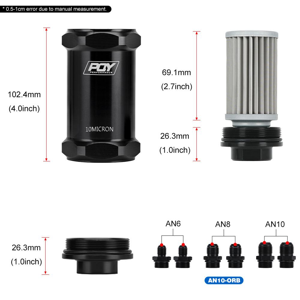 Essential Engine Protection 10 Micron/ 100 Micron Stainless Steel Inline Fuel Filter Designed W/ Fuel Fuel Filters5