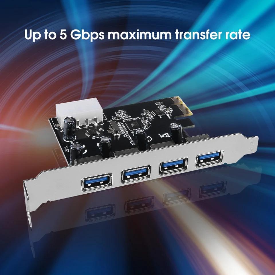 4portová USB 3.0 rozšiřující karta PCI-E PCI Express PCIe USB 3.0 HUB adaptér 5 Gb/s USB 3.0 řadič USB 3 0 PCI e PCIe Express