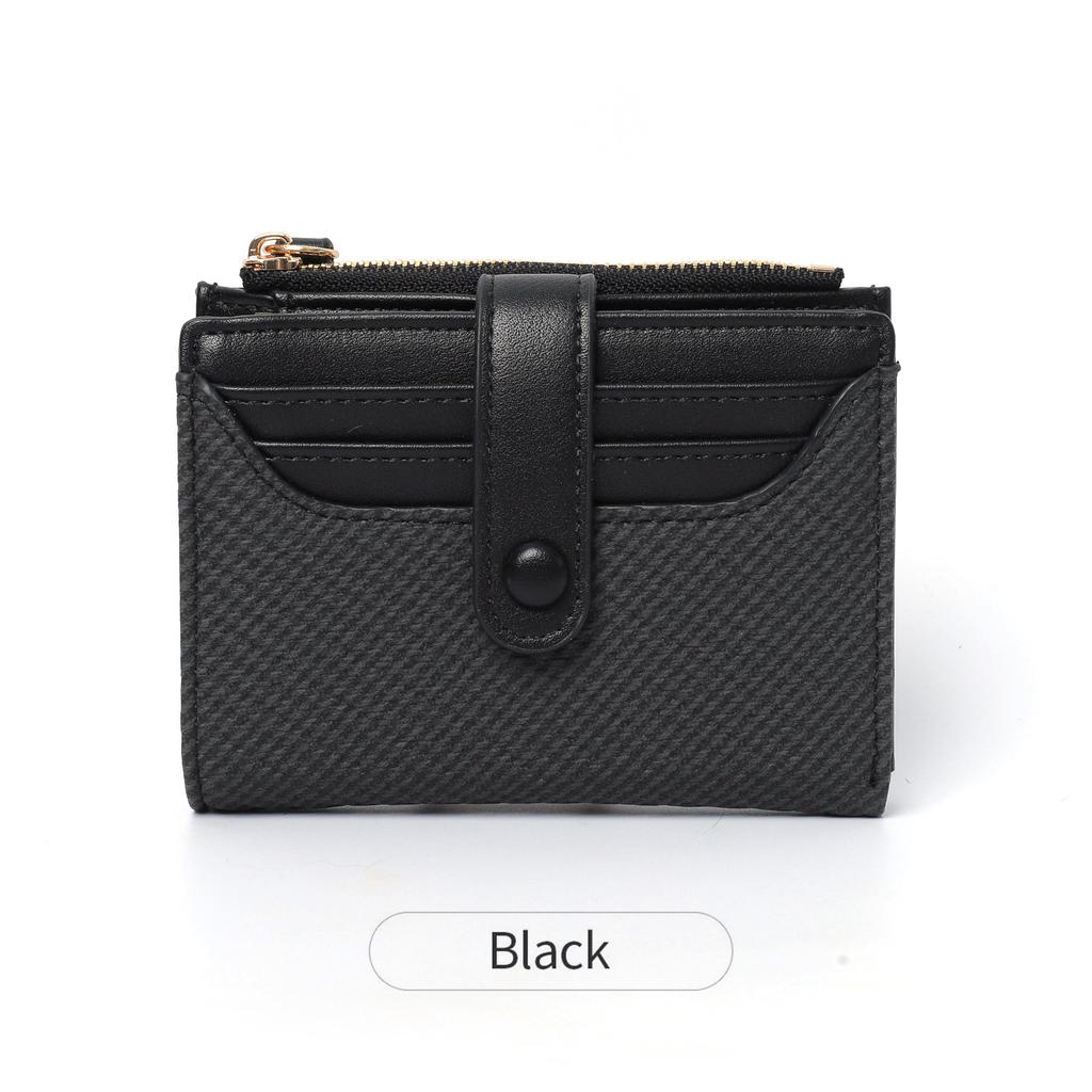 Stylish Mini Women's Wallet / Premium PU Leather Bi-fold Credit Card Holder Minimalist Solid Color Portable Zippered Coin Purse