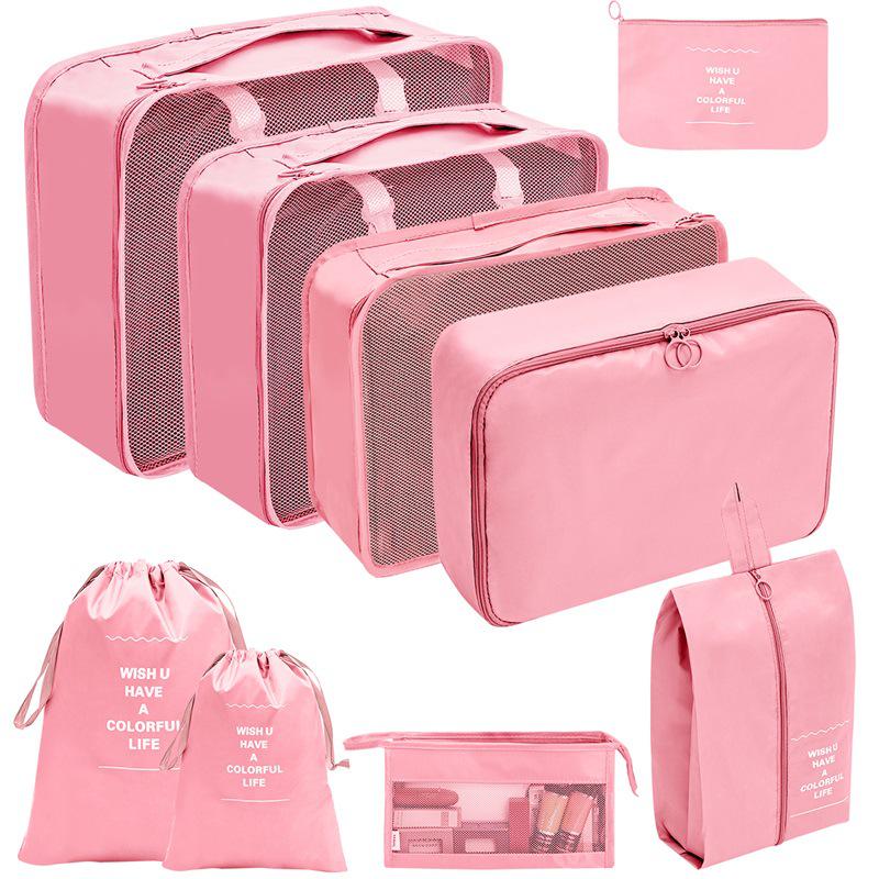 Travel Storage Set: Foldable Toiletry, Makeup, Clothes, Shoes, Digital Accessories, and Drawstring Luggage Bags.
