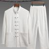 Men's Tang Suit Ice Silk Set - Long-Sleeve Chinese Tai Chi Hanfu for Spring/Summer
