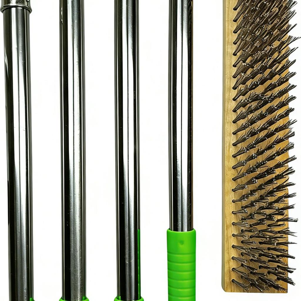 Stainless Steel Wire Brush Long Handle Hard Bristles Scrubber Floor Scrub Brush Cleaning Tools For Concrete Floor Tile Deck