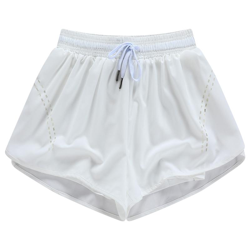 

Женские спортивные шорты Ice Silk, быстросохнущие брюки для бега и фитнеса, 2 в 1, брюки для занятий йогой, теннисом, бадминтоном XXL белый
