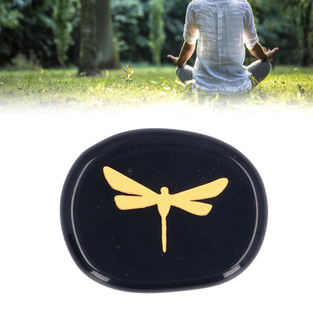 Worry Stone Gold Color Carved Dragonfly Sk Relaxing and Soothing Balance Stone