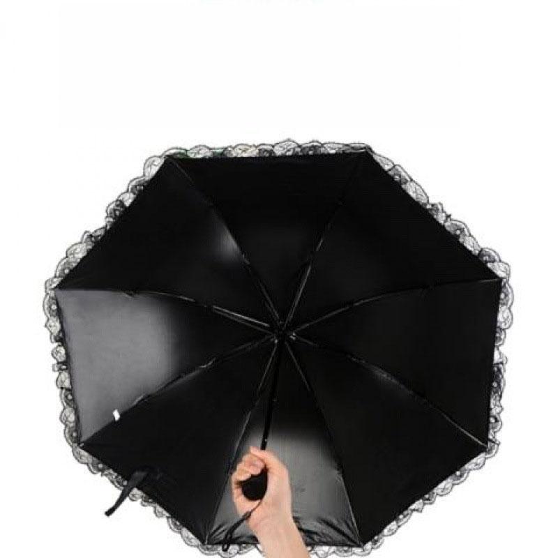 Schmetterlingsspitze bedruckter Sonnenschirm für Regen und Sonne, dreifach faltbarer, windfester Sonnenschirm