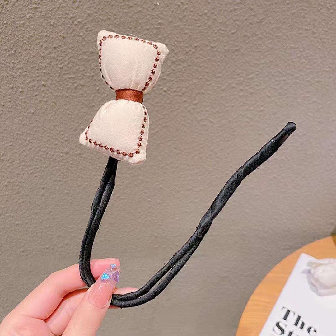 

Корейский инструмент для укладки волос с цветами из органзы для легкого плетения кос 6# Beige Bow бежевый