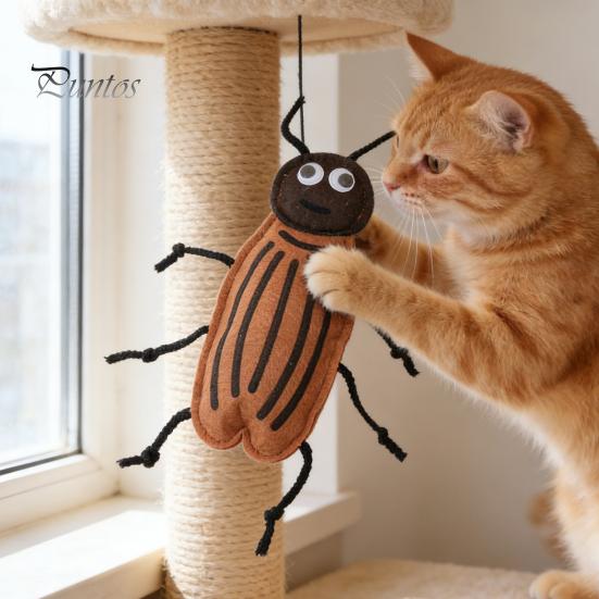 Durable Cat Toy Plush Cockroach Chew Interactive Catnip Self Play Realistic Shaped Felt for Indoor Cats Kittens Hunting Instinct