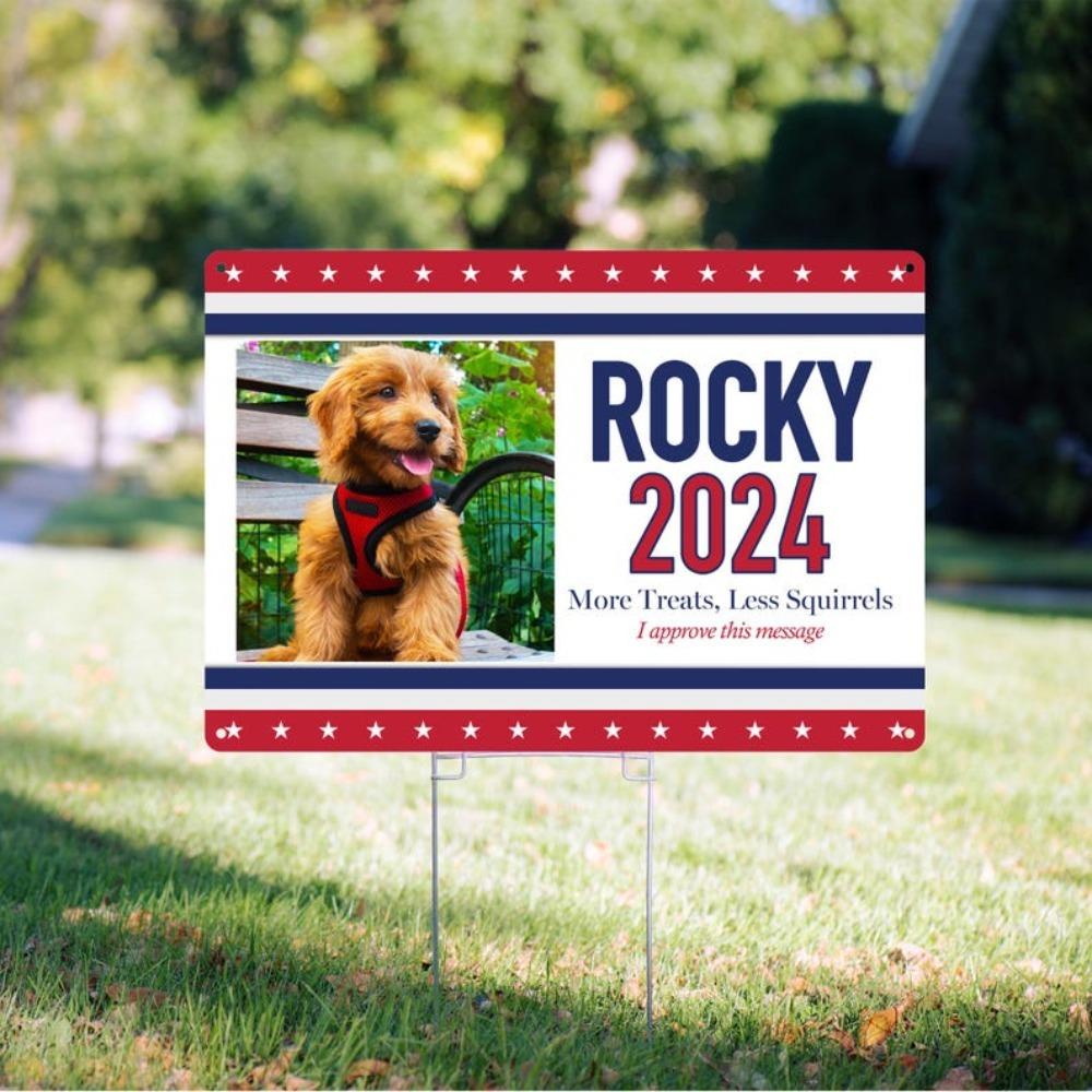 

Customizable Metal Dog Sign Personalized Pet Election Outdoor Decor Funny 2024 Vote Lawn Art білий