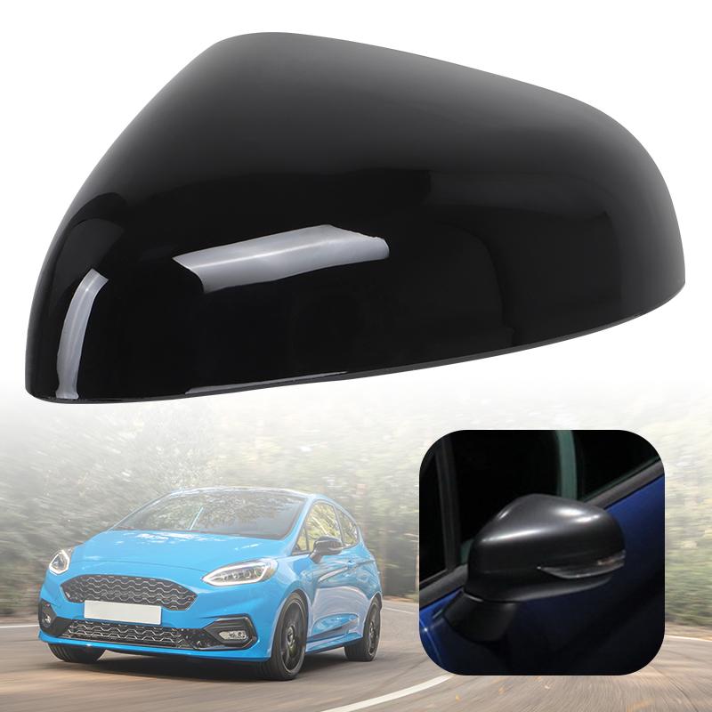 Glossy Black/Carbon Fiber Style Side Rearview Mirror Cover For Ford Fiesta Mk8 2018      2024 Mirror Cap