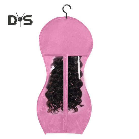 Non-woven Fabric Wig Storage Bag with Hanger Hair Extension Accessories Holder Portable Travel Dust-proof Zipper Wig Organizer Pouch