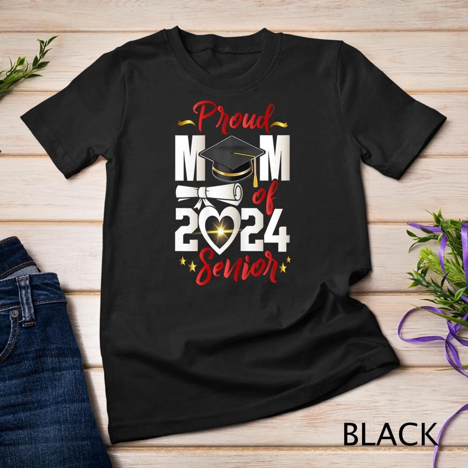 Proud Mom of a Senior 2024 Graduate 24 Mommy Graduation T Shirt S