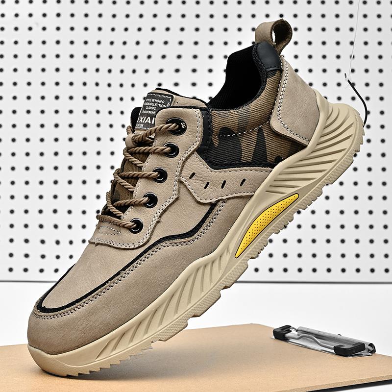 Niedrig geschnittene Outdoor-Wander-Freizeitschuhe für Herren aus Rindsleder