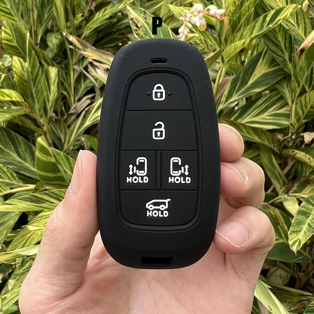 Silicone Car Key Case Cover for Hyundai Santa Fe Sonata Hybrid NEXO Tucson NX4 Solaris New Grand Car Key Chain Shell Accessories