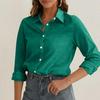 2025 Women's Solid Color Long Sleeve Loose Shirt with Fashion Lapel