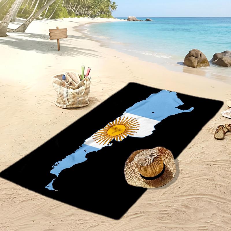 Asciugamano da Spiaggia Stampato Squadra Nazionale Argentina Asciugamano Morbido Asciugatura Rapida Coperta da Spiaggia Rettangolare Grande Portatile per Viaggi Piscina
