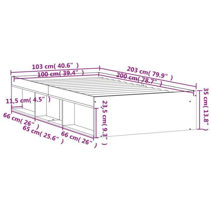 VidaXL Cadre de lit chêne sonoma 100x200 cm 3203833