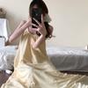Jolie et douce longue chemise de nuit d'été avec coussinets de poitrine pour femme, nouveau pyjama sexy, peut être porté à l'extérieur, pure tenue d'intérieur