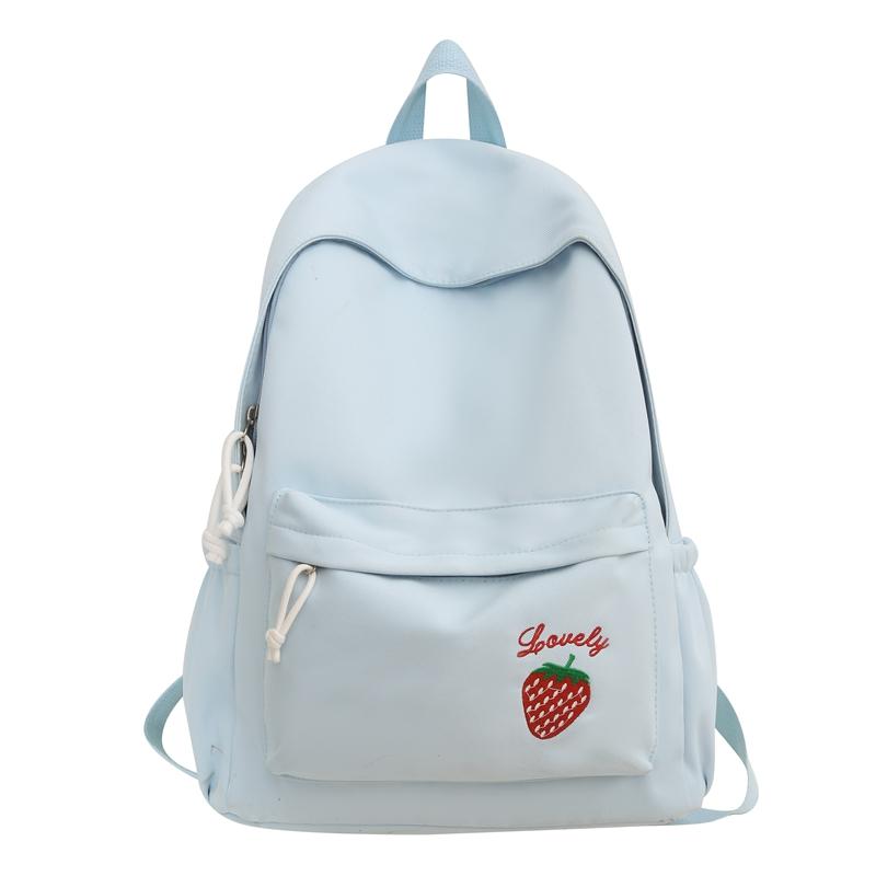 

Жіночий нейлоновий багатофункціональний рюкзак із вишивкою полуниці великої місткості Студентський шкільний рюкзак синій