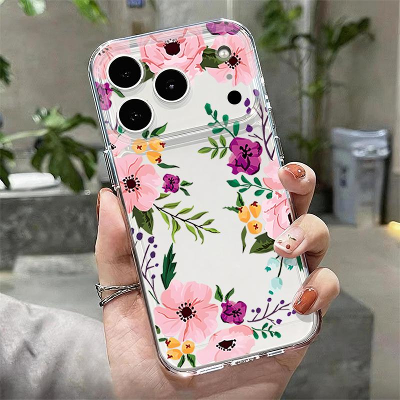 Shockproof TPU Case For iPhone 17 16 Pro 15 14 13 12 Pro Max 11 Transparent Soft Silicone Colorful Flowers Printed Phone Cover