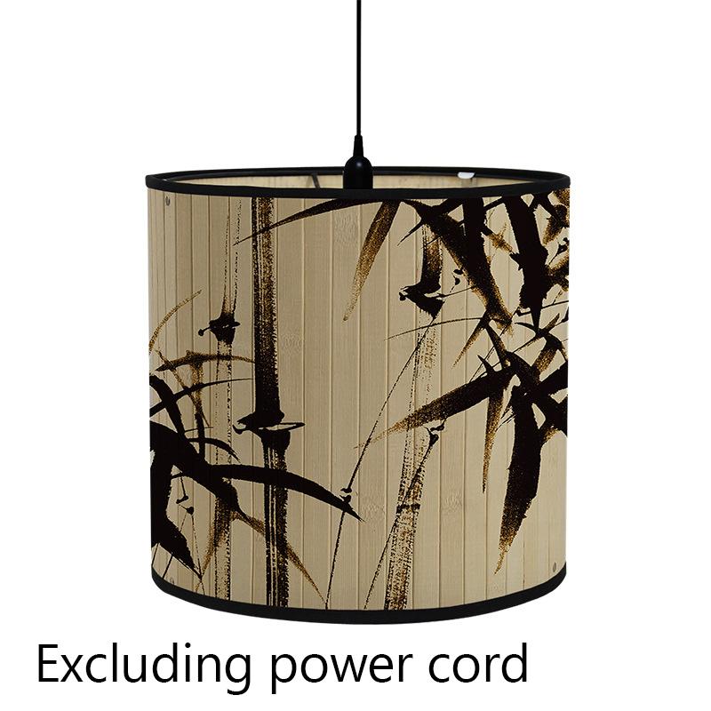 Flower Bird Print Lampeskjerm Sammenleggbar Retro Bamboo Lampeskjerm Håndlaget grønne planter Lampeskjermer