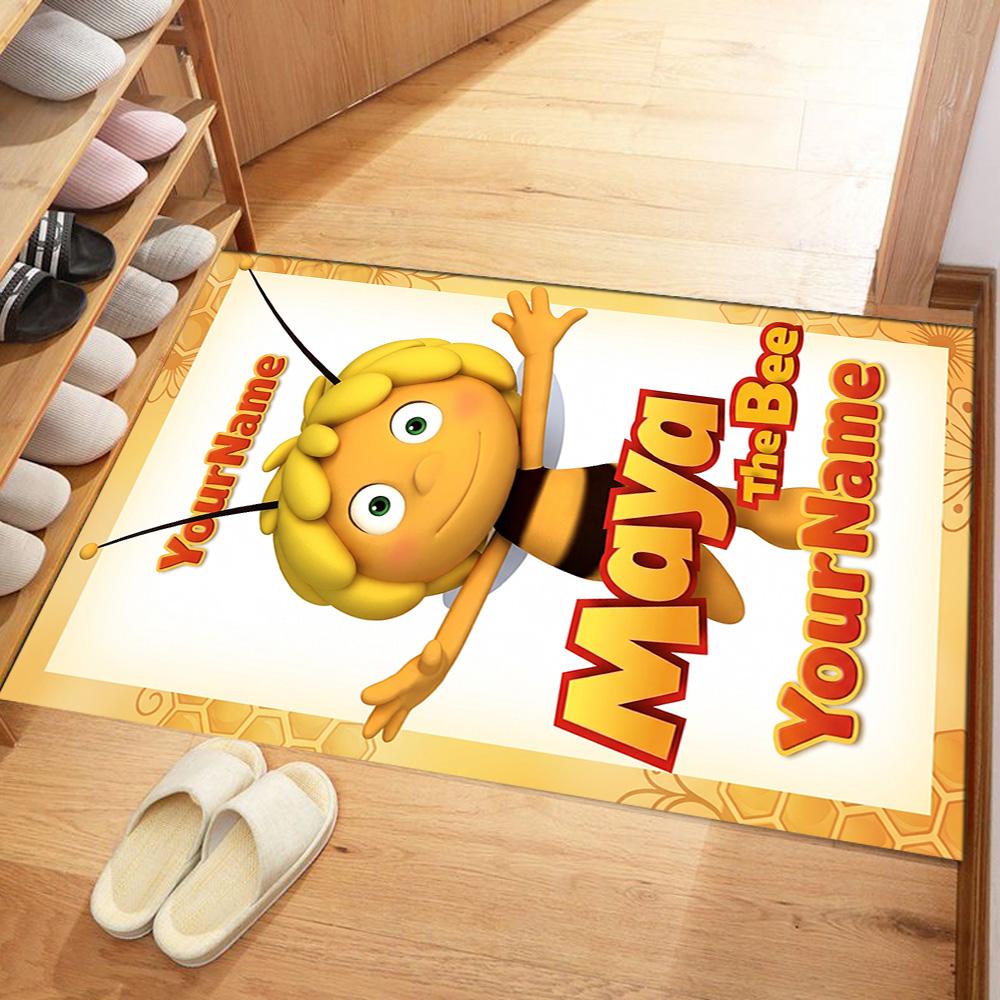Biene Maja Customized Name Floor Rug Office Rug Perfect for Foyer Hallway Balcony Kitchen Anti-slip Rug Decorate Offices Spiritual Gift