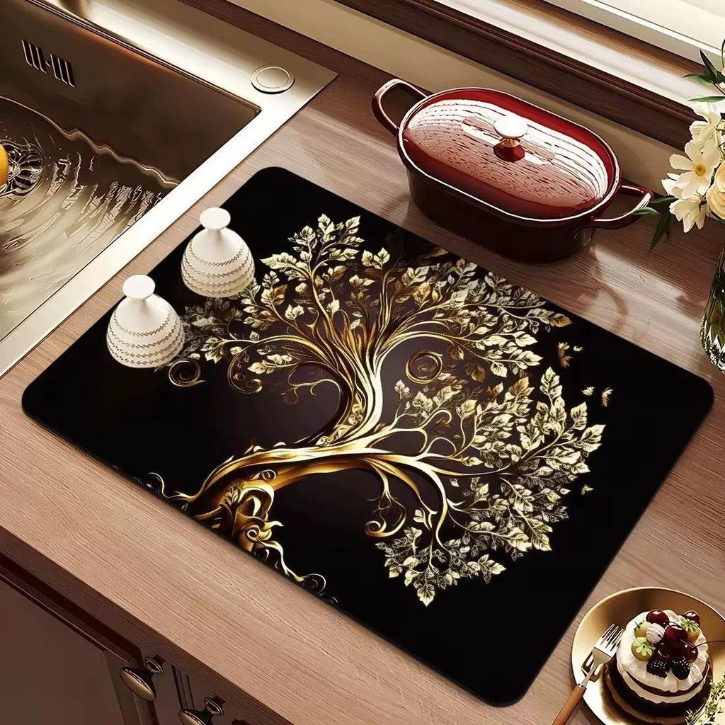 3D Diatom Kitchen Draining Mat - Quick Dry, Non-Slip, Waterproof, Heat-Resistant Countertop Mat