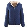 Women Hooded Jacket Cotton Quilted Coat Casual Loose Fit Long Sleeves Zipper Pocket Warm Solid Color Outwear for Ladies Autumn Winter