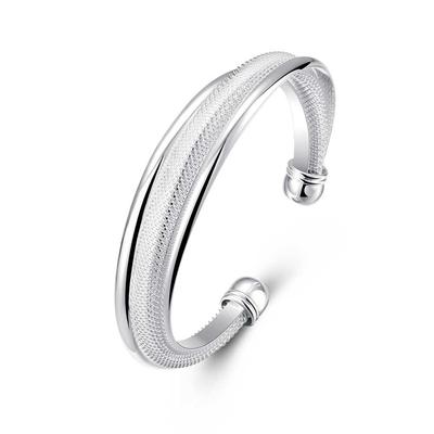 Bracciale placcato argento bracciale in argento S925 bracciale da sposa gioielli alla moda stile coreano bracciale a rete smussato argento