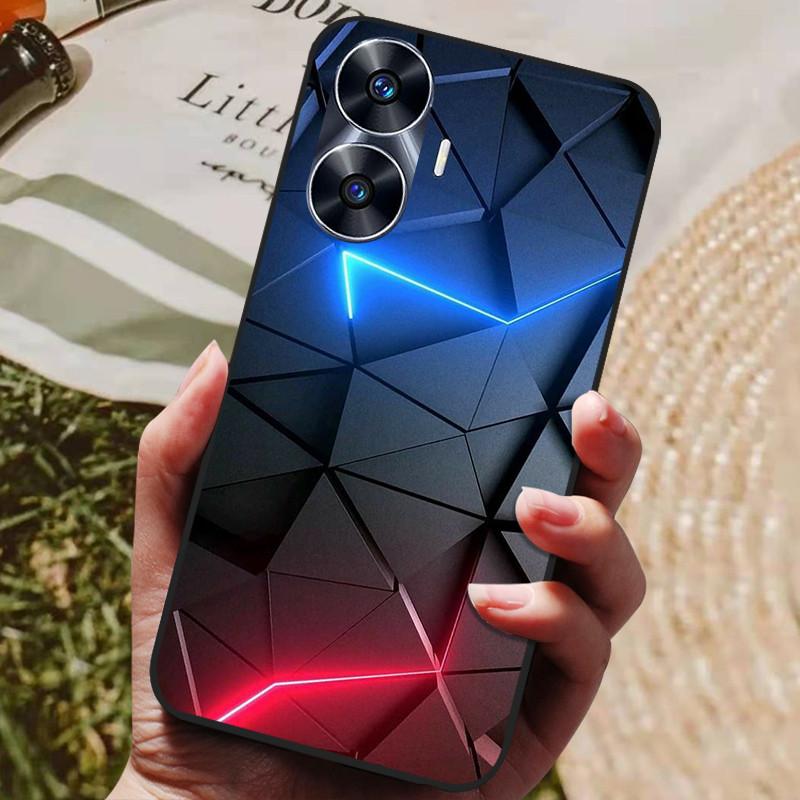 

For Oppo Realme C55 Case RealmeC55 C 55 Cute Cat Cover Silicone Soft Phone Case Fundas For Realme C55 Bumper Coque Black Edge Realme C55