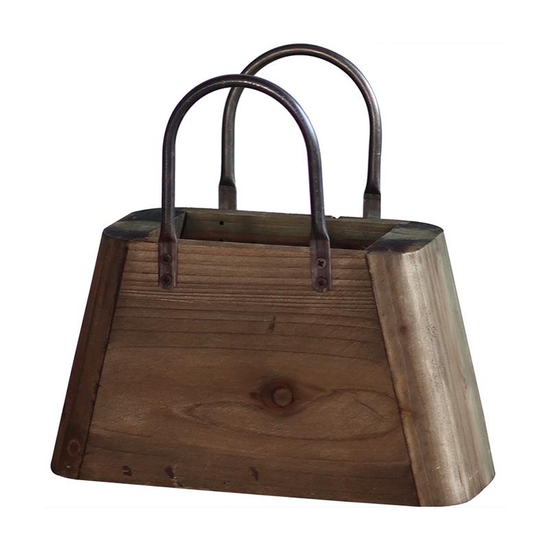 1PC Flower Pot Handmade Plant Minimalist Retro Home Pot Rustic Wooden Creative Basket Simple 26x23x11cm