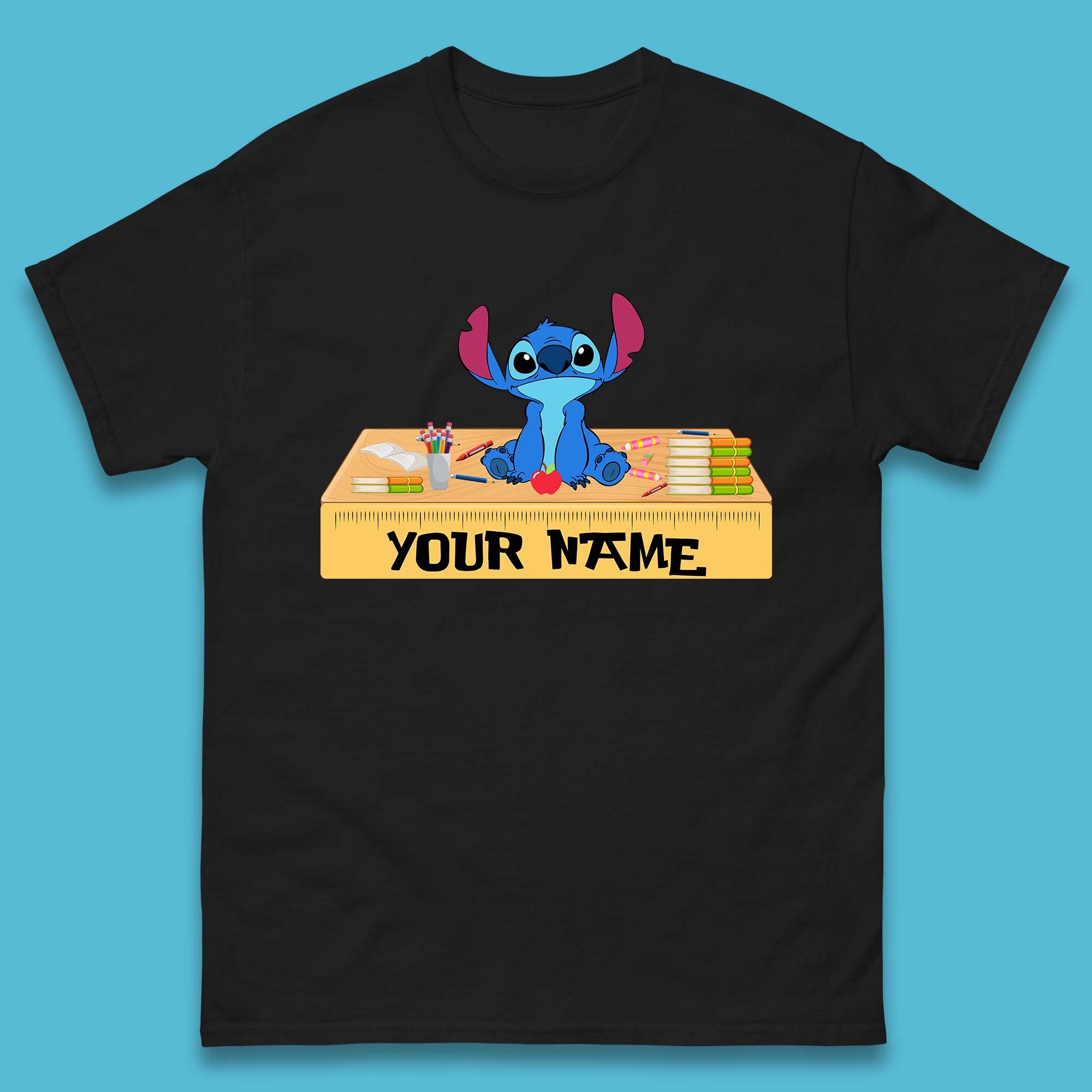 Personalised Disney Stitch Welcome Back To School Your Name Lilo & Stitch School First Day Of School Mens Tee Top S