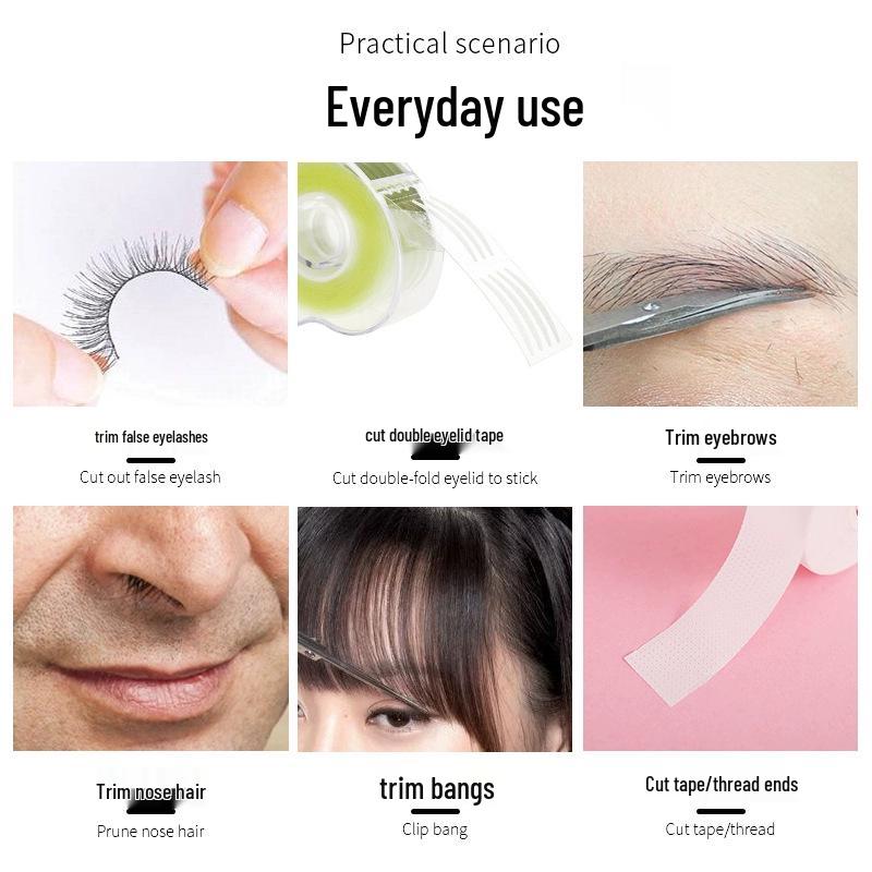 Eyelash & Eyebrow Trimming Stainless Steel Scissors - Curved Tip, Unisex Nose Hair Trimmer