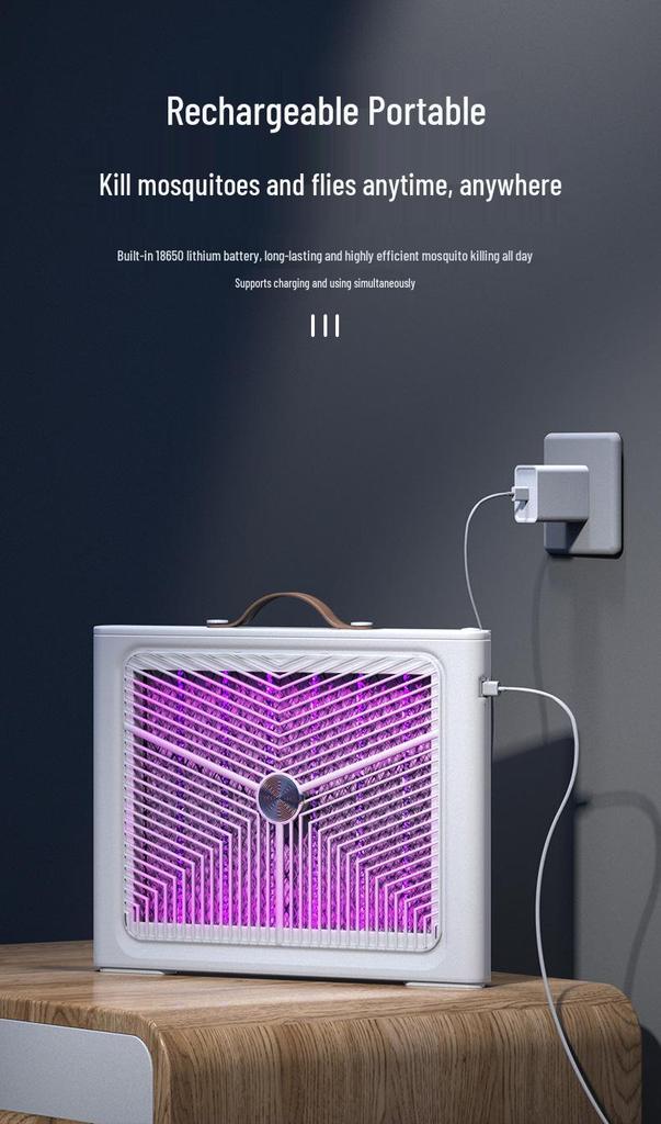 Portable Mosquito Killer Lamp: Indoor/Outdoor Fly Repellent with Electric Shock & Photocatalyst, Wall-Mount or Desktop Use