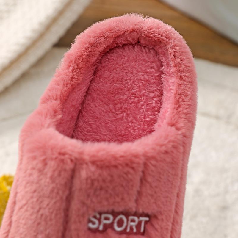 New cotton slippers velvet indoor home hospitality dormitory confinement drag fluffy slippers couple cotton slippers women