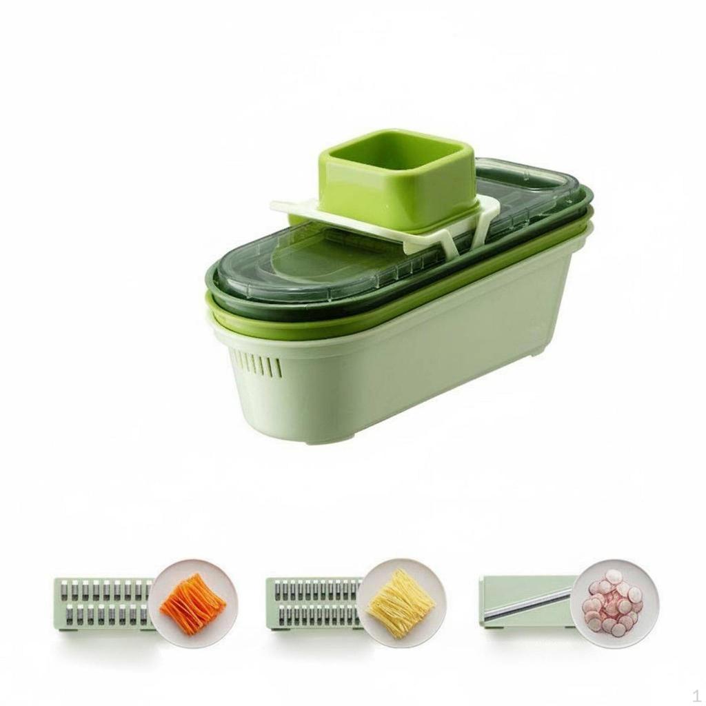 Vegetable Slicer with Container Stainless Steel Multifunctional Kitchen Prep Tool Easy To Clean