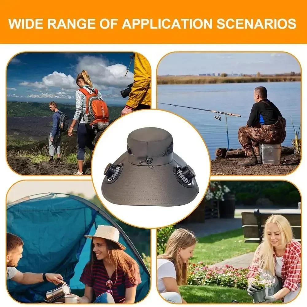 Wide Brim Solar Fan Hat Detachable Solar-Powered Fan UV Resistant Summer Outdoor Hiking Fishing Sun Hat Portable Chargeable Caps