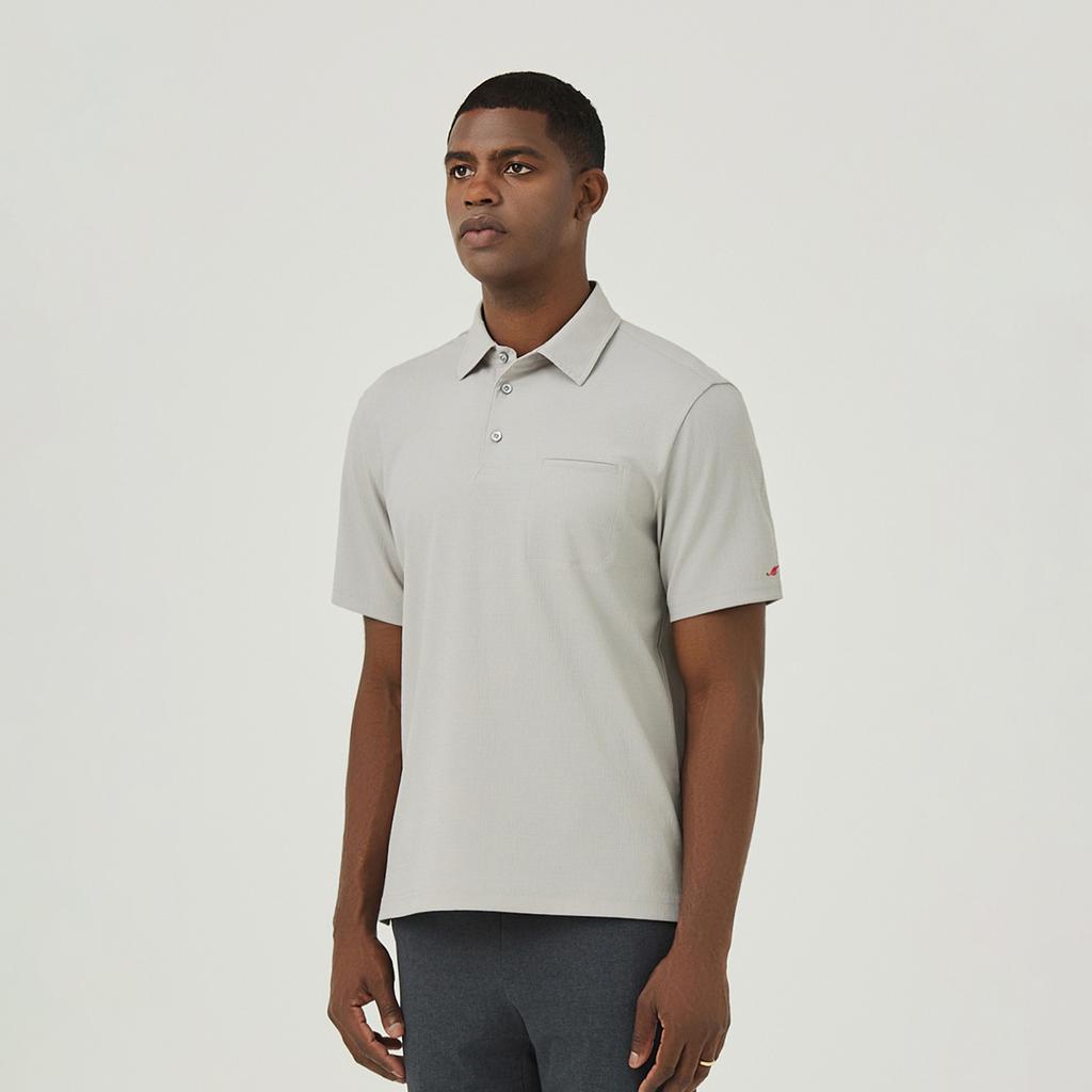 FERRAROMILANO Woven Air Dot Y-Collar T-Shirt L/Gray (Am0Ftty20632)