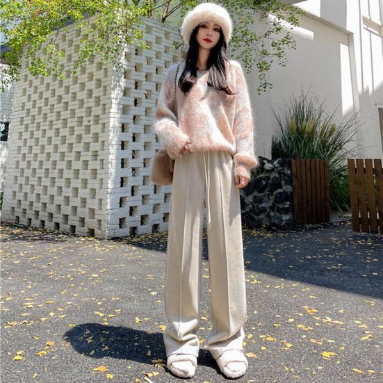 Dambyxor Raka Vida Ben Dragsko Elastisk Midja Lediga Byxor med Fickor Enfärgad