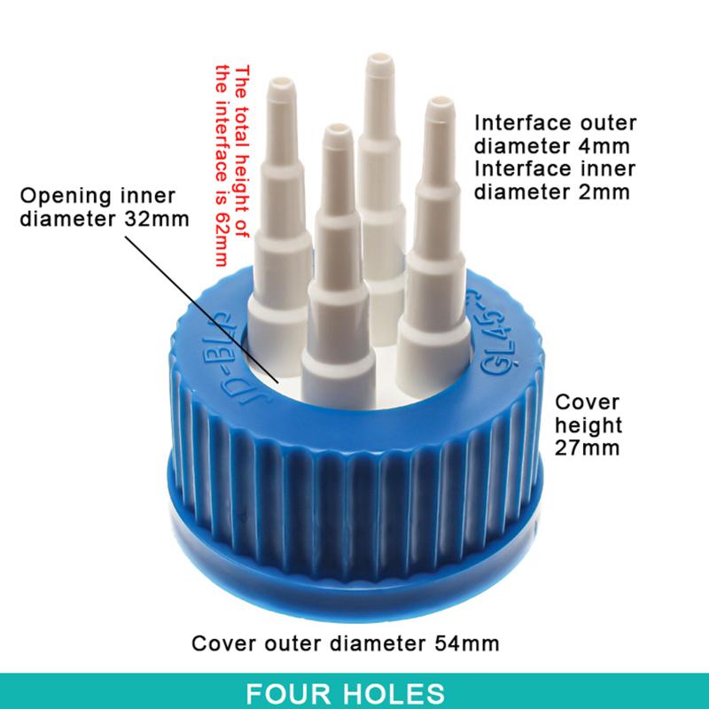 GL45 Safety Lid for Feeding Bottles 1-4 Port Reactor Adapter Splash Proof Corrosion Resistant for Lab Chemical Experiment Work