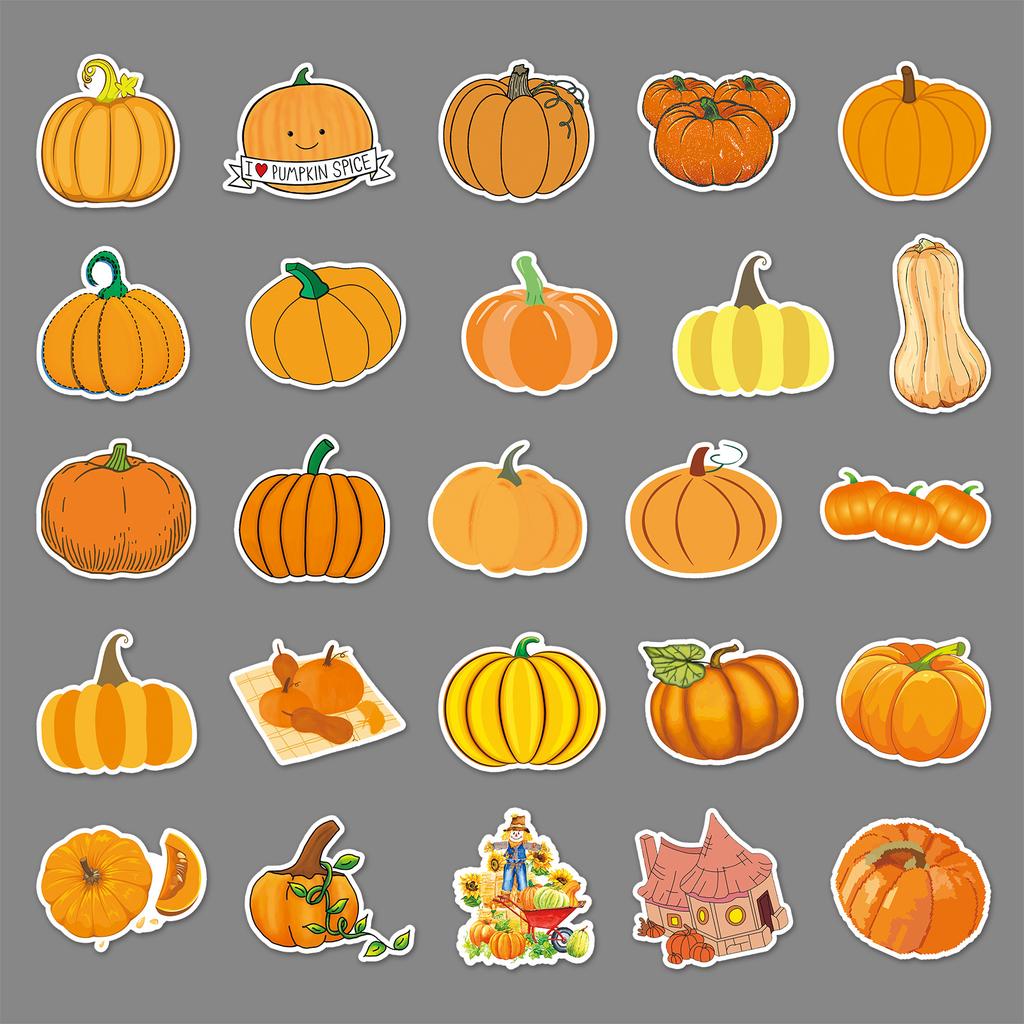 50 Pumpkin Doodle Personalized Cartoon Small Fresh Plant Creative DIY Skateboard Luggage Stickers Waterproof