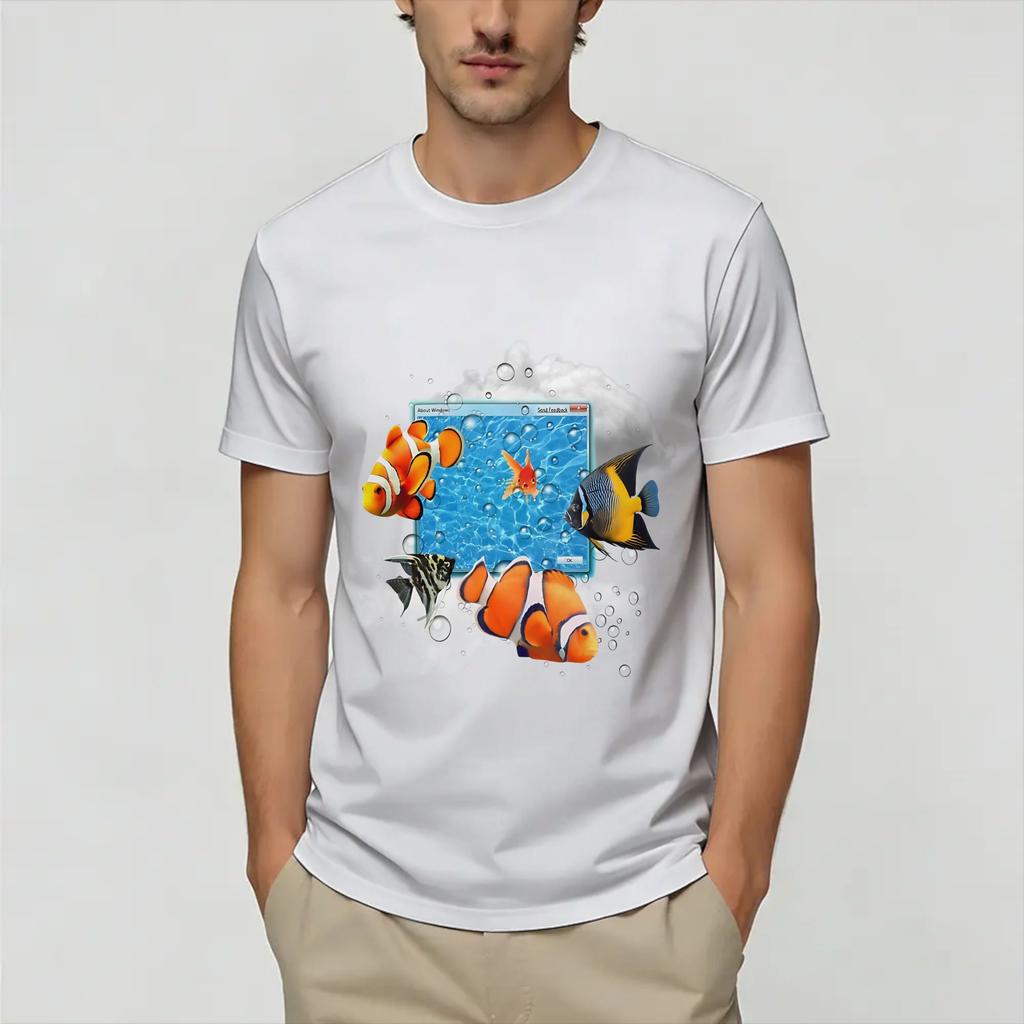 Unisexs Frutiger Aero World Vaporwave T Shirt 100 Cotton Tops Fashion Short Sleeve Collar Tee Shirt Birthday Present TShirt