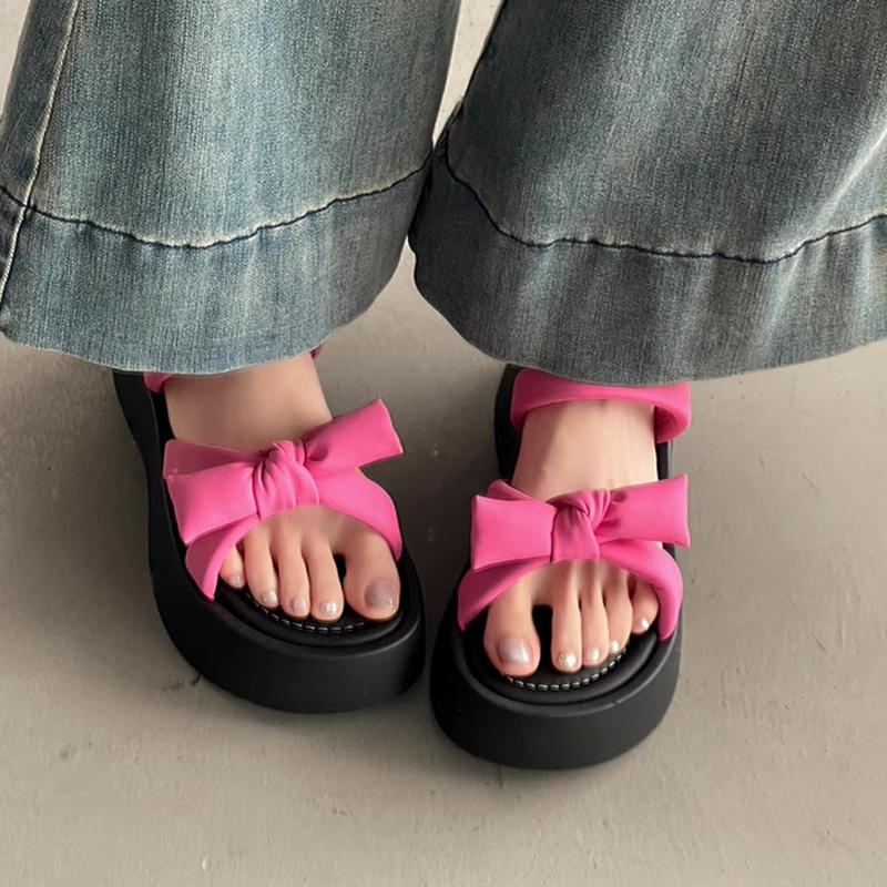

Fashion Flats Women Slippers Bow Platform Designer Shoes Fashion Dress Summer Woman s Sandals 2025 Casual Slides Luxury Zapatos Mujer 35