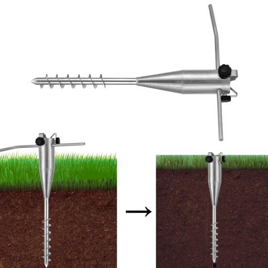 Terras Parasolhouder Inschroefbare Grondpen Heavy Duty Weerbestendig Buiten Strand Zand Tuin Gazon Parasolstandaard Parasolvoet Grondspies