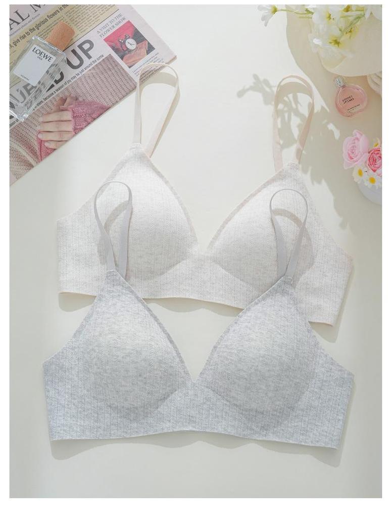 French Seamless Wire-Free Push-Up Triangle Bralette - Breathable, Skin-Friendly Cotton, Anti-Sag Design