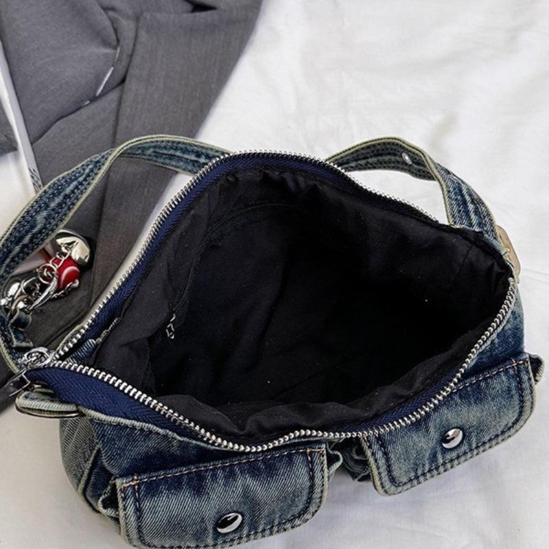 Modische Unterarmtasche Neue Retro Alte Jeanstasche Kleine Mädchen Baguette-Tasche Pendler-Schultertasche