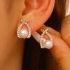 Pearl Teardrop Stud Earrings Sparkling Pave Setting Jewelry