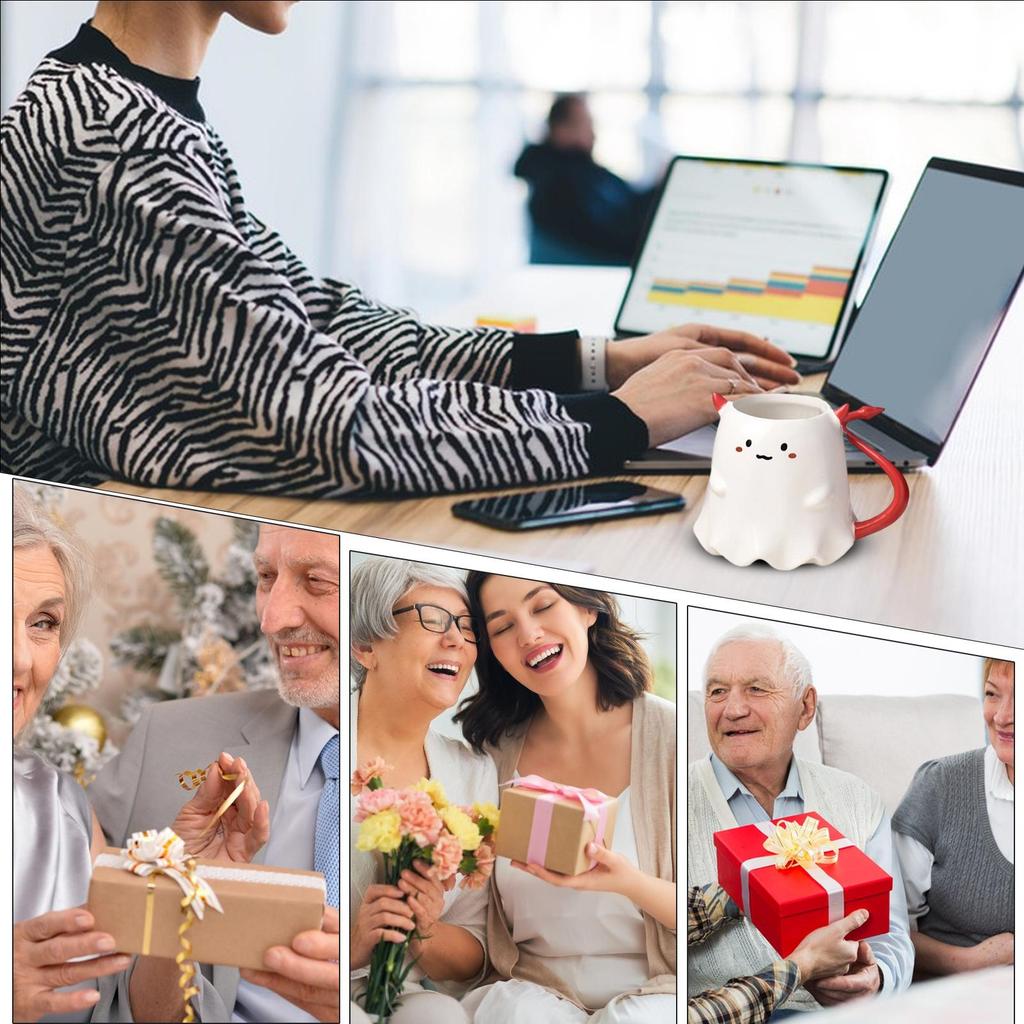 Halloween Coffee Mug Heat-resistant Ghost Ceramic Tea Cup For Traveling 500ml Multifunctional Drinking Mugs Kitchen Supplies For