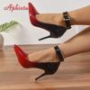 Fashion Aphixta 0.79Inch Belt Buckle Pumps Women Shoes Metal Button Gradient Color 3.940 inch Super High 10cm Stiletto Heels Big 53