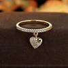 Simple  Love Heart Pendant Rings Luxury Crystal White Zircon Wedding Band Engagement Jewelry Minimalist Mother's Day Gift